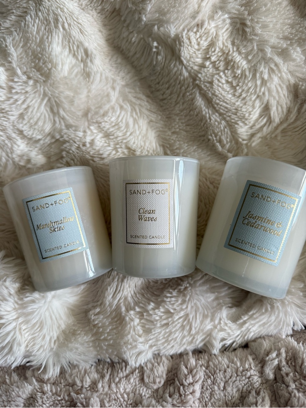 Sand & Fog- set of 3-4oz candles. Marshmallow skies, clean waves,jasmine cedar